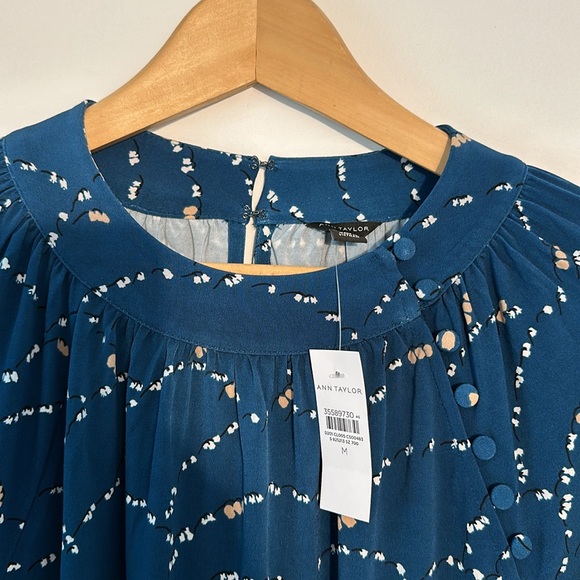 Ann Taylor Button Trim Top, color Sea Storm - Picture 3 of 5